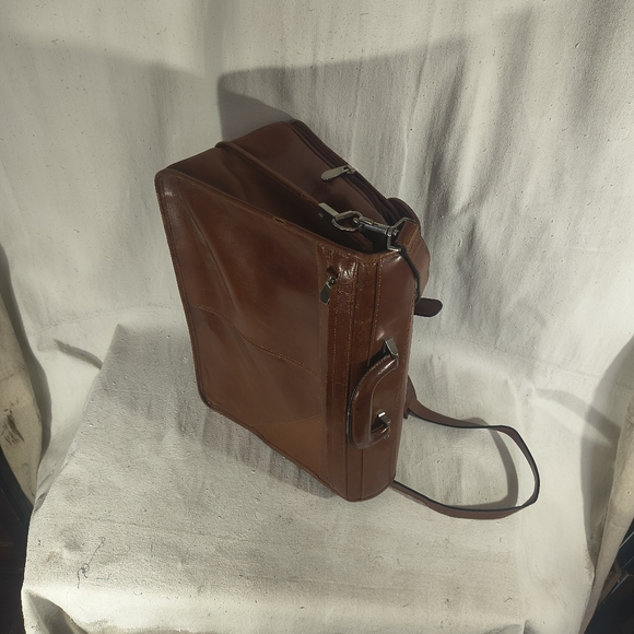 Leather Brown Briefcase / Messenger Bag Vintage 20" X 13" X 10" Tannery West - Picture 3 of 12